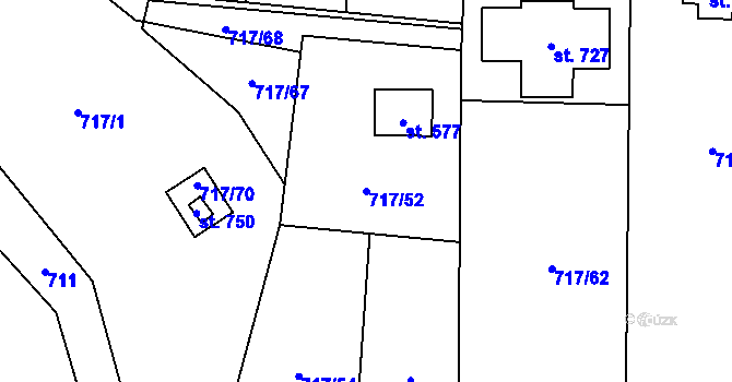Parcela st. 717/52 v KÚ Loučeň, Katastrální mapa