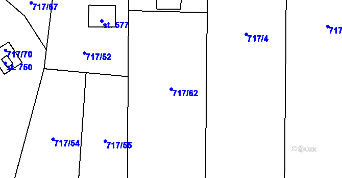 Parcela st. 717/62 v KÚ Loučeň, Katastrální mapa