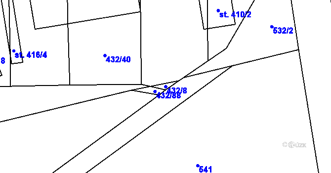 Parcela st. 432/8 v KÚ Loučeň, Katastrální mapa