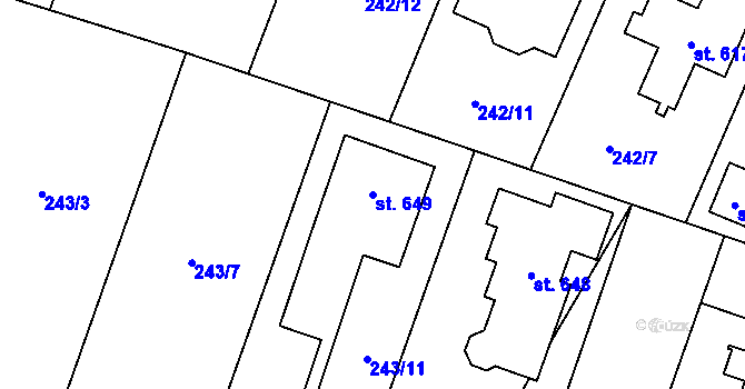 Parcela st. 649 v KÚ Loučeň, Katastrální mapa