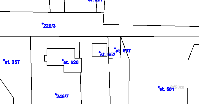 Parcela st. 652 v KÚ Loučeň, Katastrální mapa
