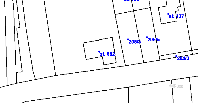 Parcela st. 662 v KÚ Loučeň, Katastrální mapa