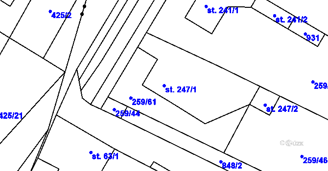Parcela st. 247/1 v KÚ Loučeň, Katastrální mapa