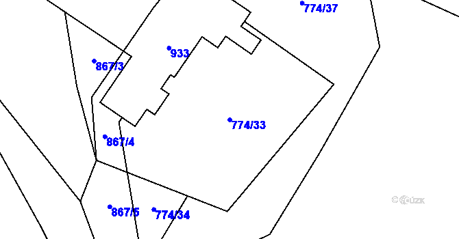 Parcela st. 774/33 v KÚ Loučeň, Katastrální mapa