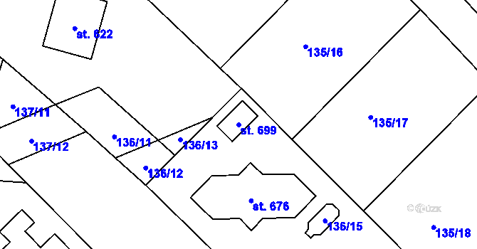 Parcela st. 699 v KÚ Loučeň, Katastrální mapa