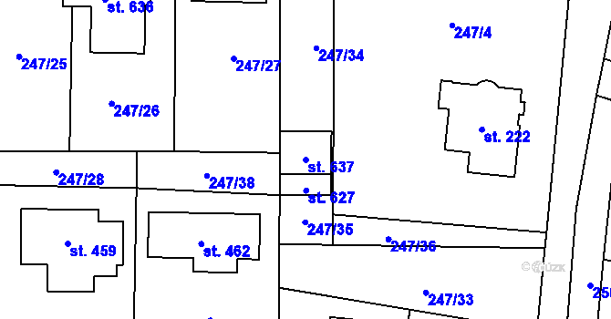 Parcela st. 637 v KÚ Loučeň, Katastrální mapa