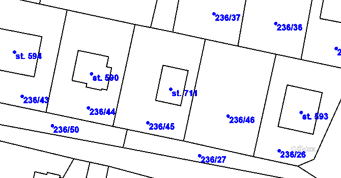 Parcela st. 711 v KÚ Loučeň, Katastrální mapa