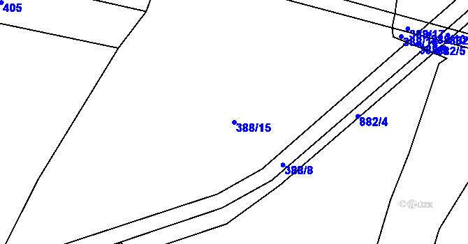 Parcela st. 388/15 v KÚ Loučeň, Katastrální mapa