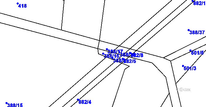 Parcela st. 388/16 v KÚ Loučeň, Katastrální mapa