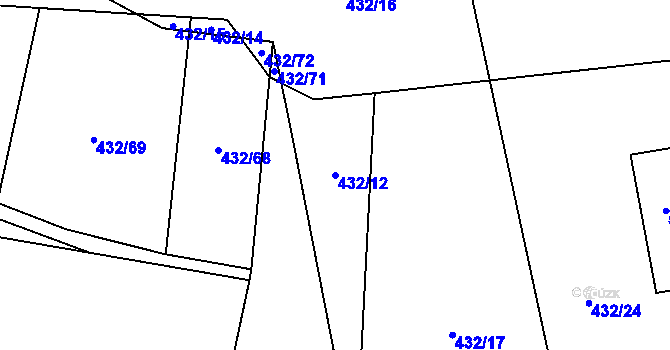 Parcela st. 432/12 v KÚ Loučeň, Katastrální mapa