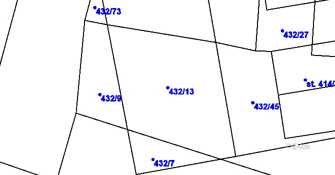 Parcela st. 432/13 v KÚ Loučeň, Katastrální mapa
