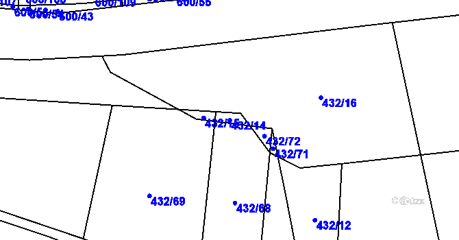 Parcela st. 432/14 v KÚ Loučeň, Katastrální mapa