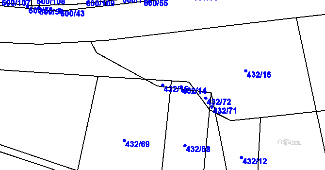 Parcela st. 432/15 v KÚ Loučeň, Katastrální mapa