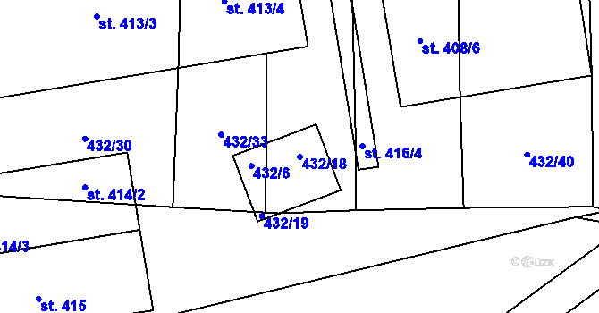 Parcela st. 432/18 v KÚ Loučeň, Katastrální mapa