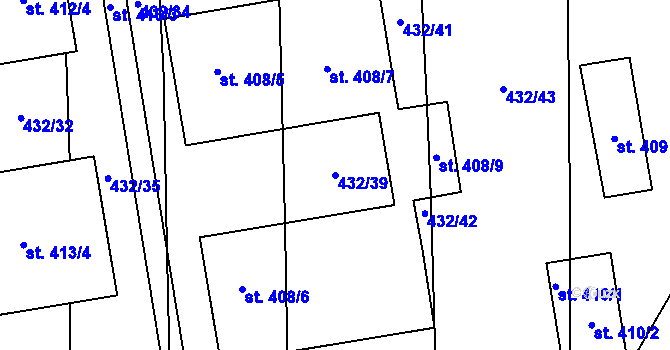 Parcela st. 432/39 v KÚ Loučeň, Katastrální mapa