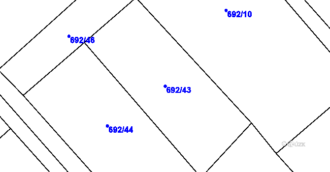 Parcela st. 692/43 v KÚ Loučeň, Katastrální mapa