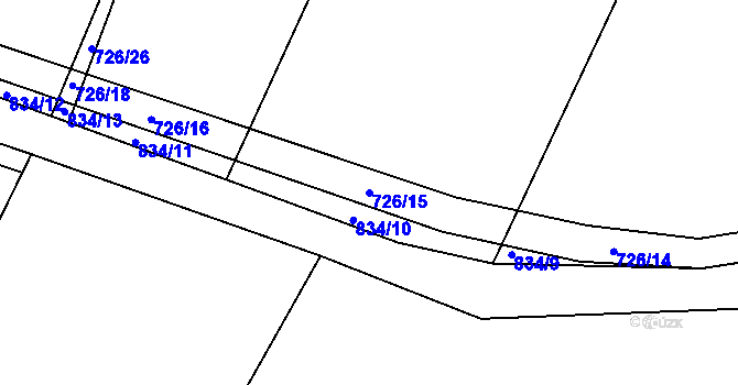 Parcela st. 726/15 v KÚ Loučeň, Katastrální mapa