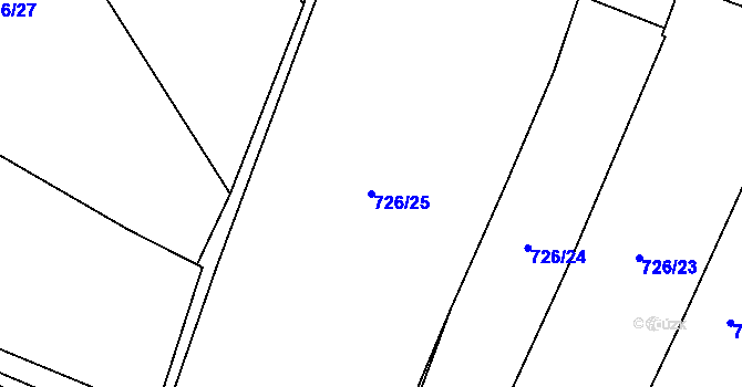 Parcela st. 726/25 v KÚ Loučeň, Katastrální mapa