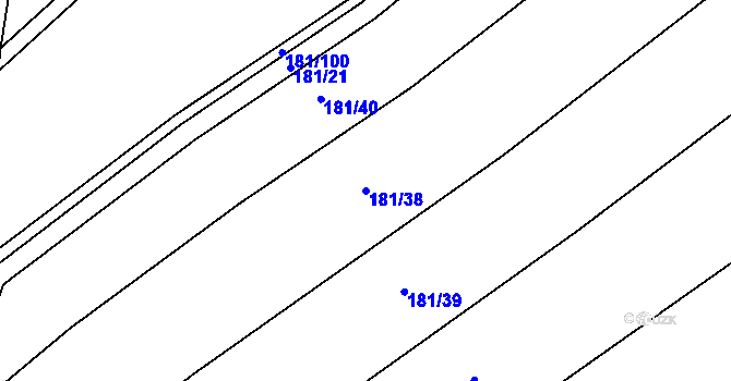 Parcela st. 181/38 v KÚ Loučeň, Katastrální mapa