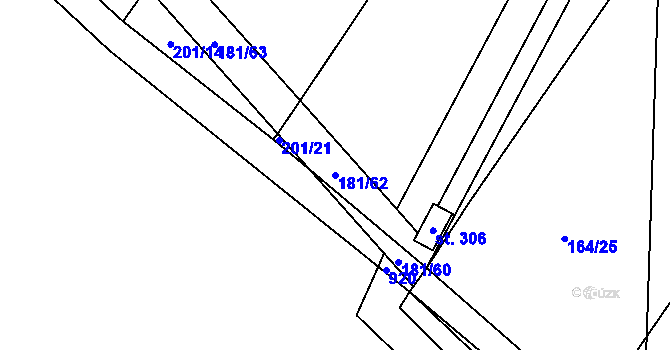 Parcela st. 181/62 v KÚ Loučeň, Katastrální mapa
