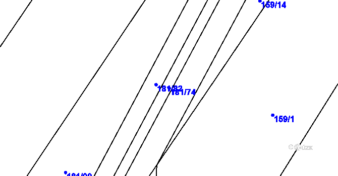 Parcela st. 181/74 v KÚ Loučeň, Katastrální mapa