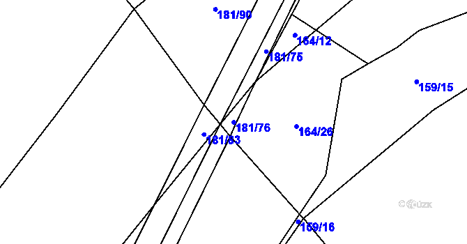 Parcela st. 181/76 v KÚ Loučeň, Katastrální mapa