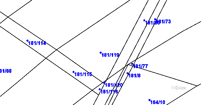 Parcela st. 181/119 v KÚ Loučeň, Katastrální mapa