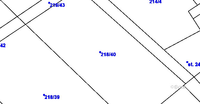 Parcela st. 218/40 v KÚ Loučeň, Katastrální mapa