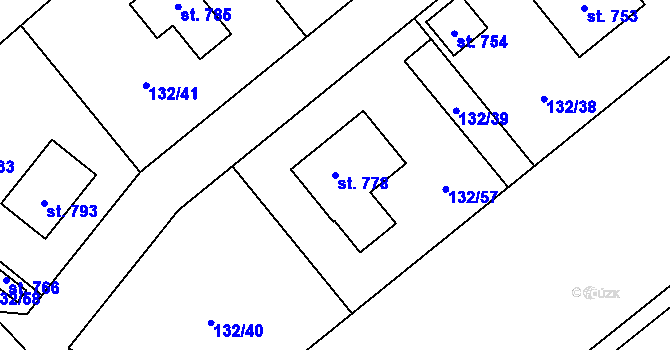 Parcela st. 778 v KÚ Loučeň, Katastrální mapa