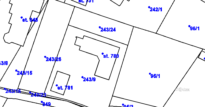 Parcela st. 780 v KÚ Loučeň, Katastrální mapa
