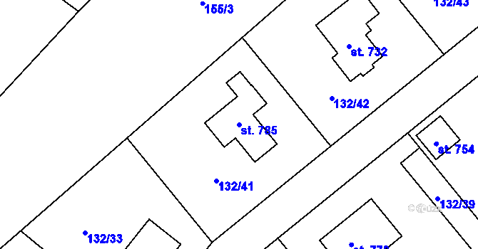 Parcela st. 785 v KÚ Loučeň, Katastrální mapa