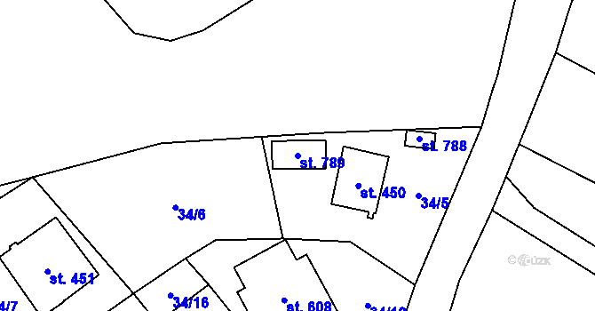 Parcela st. 789 v KÚ Loučeň, Katastrální mapa