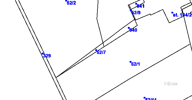 Parcela st. 52/7 v KÚ Loučeň, Katastrální mapa