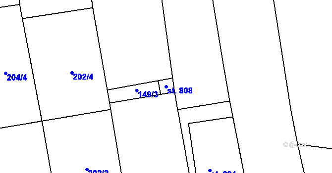 Parcela st. 808 v KÚ Loučeň, Katastrální mapa
