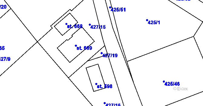 Parcela st. 427/19 v KÚ Patřín, Katastrální mapa