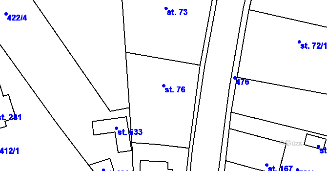 Parcela st. 76 v KÚ Patřín, Katastrální mapa