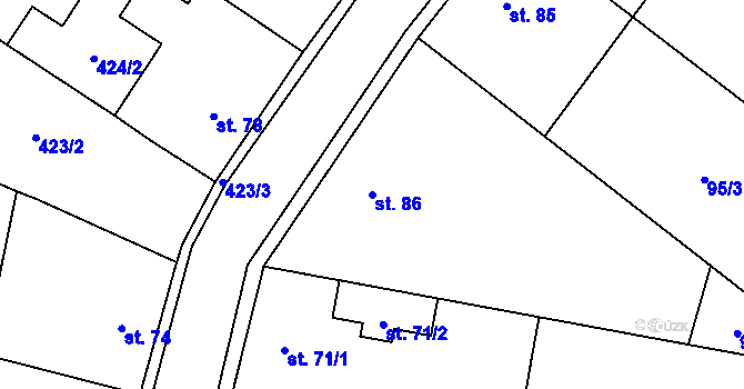 Parcela st. 86 v KÚ Patřín, Katastrální mapa