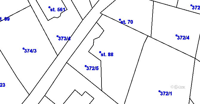Parcela st. 88 v KÚ Patřín, Katastrální mapa