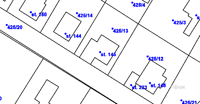 Parcela st. 145 v KÚ Patřín, Katastrální mapa