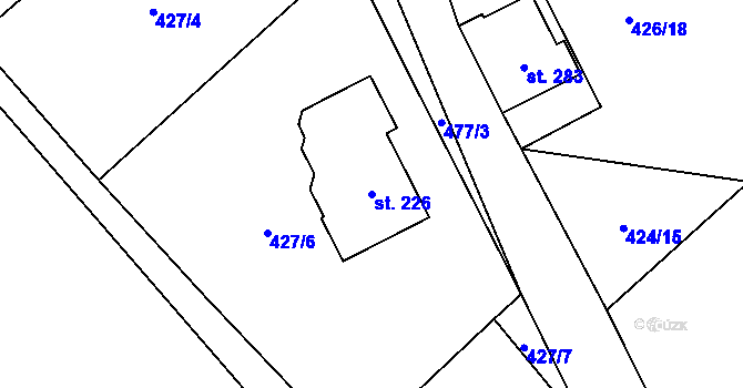 Parcela st. 226 v KÚ Patřín, Katastrální mapa