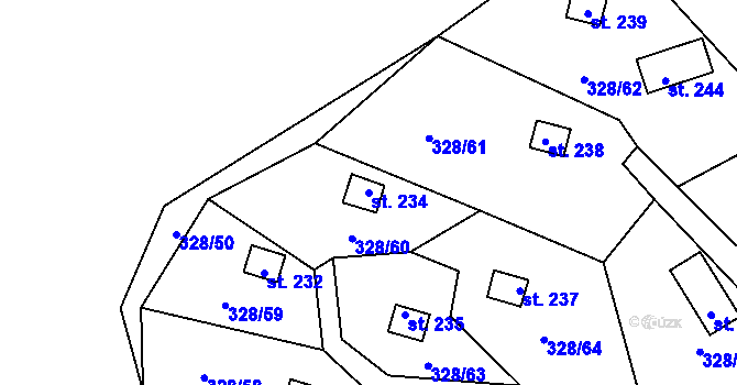 Parcela st. 234 v KÚ Patřín, Katastrální mapa