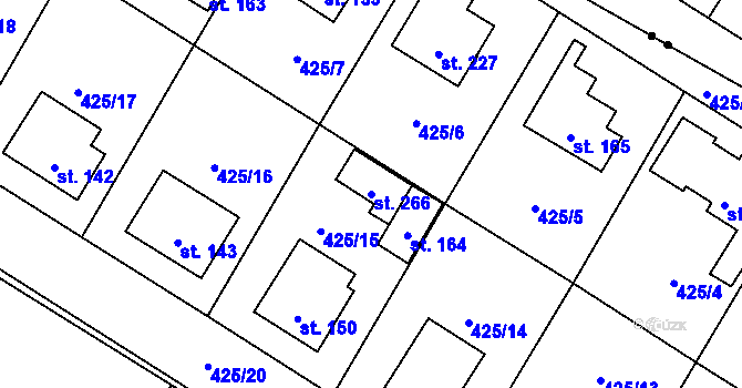 Parcela st. 266 v KÚ Patřín, Katastrální mapa