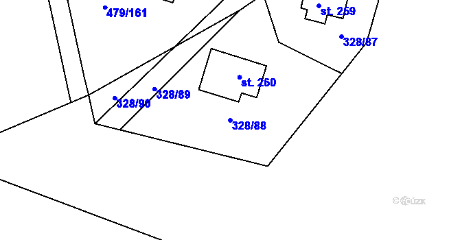 Parcela st. 328/88 v KÚ Patřín, Katastrální mapa