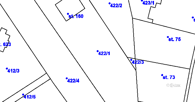 Parcela st. 422/1 v KÚ Patřín, Katastrální mapa