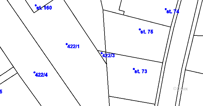 Parcela st. 422/3 v KÚ Patřín, Katastrální mapa