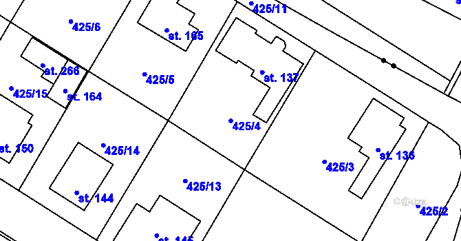 Parcela st. 425/4 v KÚ Patřín, Katastrální mapa