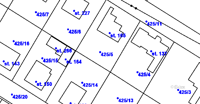 Parcela st. 425/5 v KÚ Patřín, Katastrální mapa