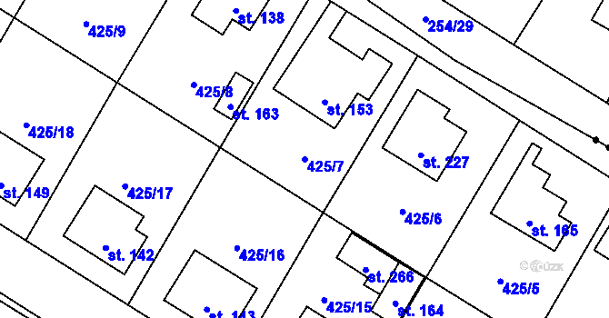 Parcela st. 425/7 v KÚ Patřín, Katastrální mapa