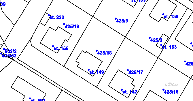 Parcela st. 425/18 v KÚ Patřín, Katastrální mapa