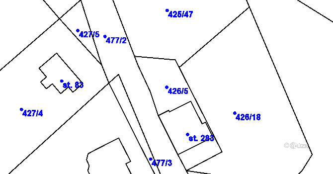 Parcela st. 426/5 v KÚ Patřín, Katastrální mapa